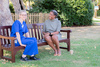 Family member speaking with a nurse from the ward