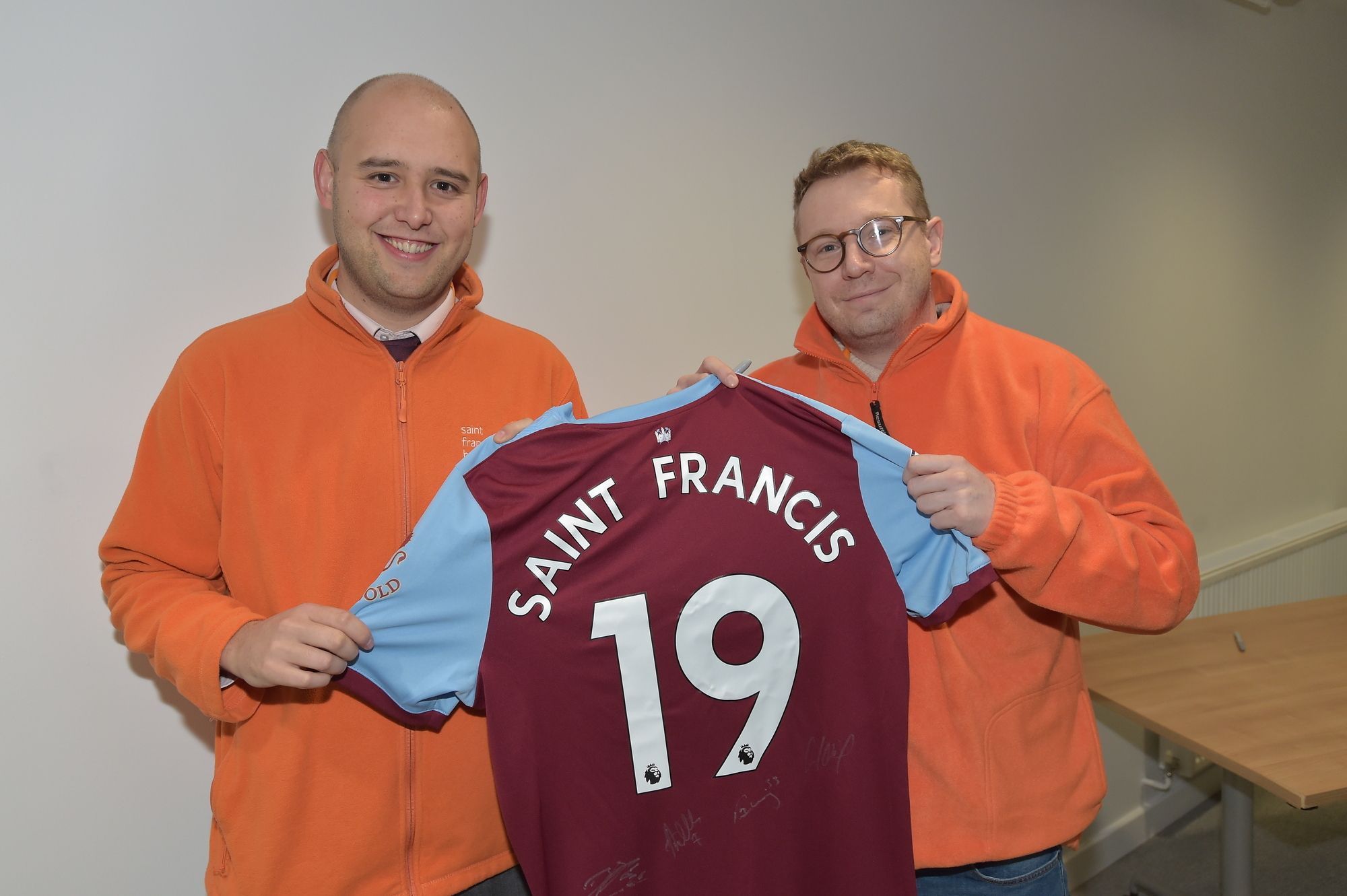 Tom Murtagh with Joe Emery, Content Writer, at WHU's training ground in Rush Green