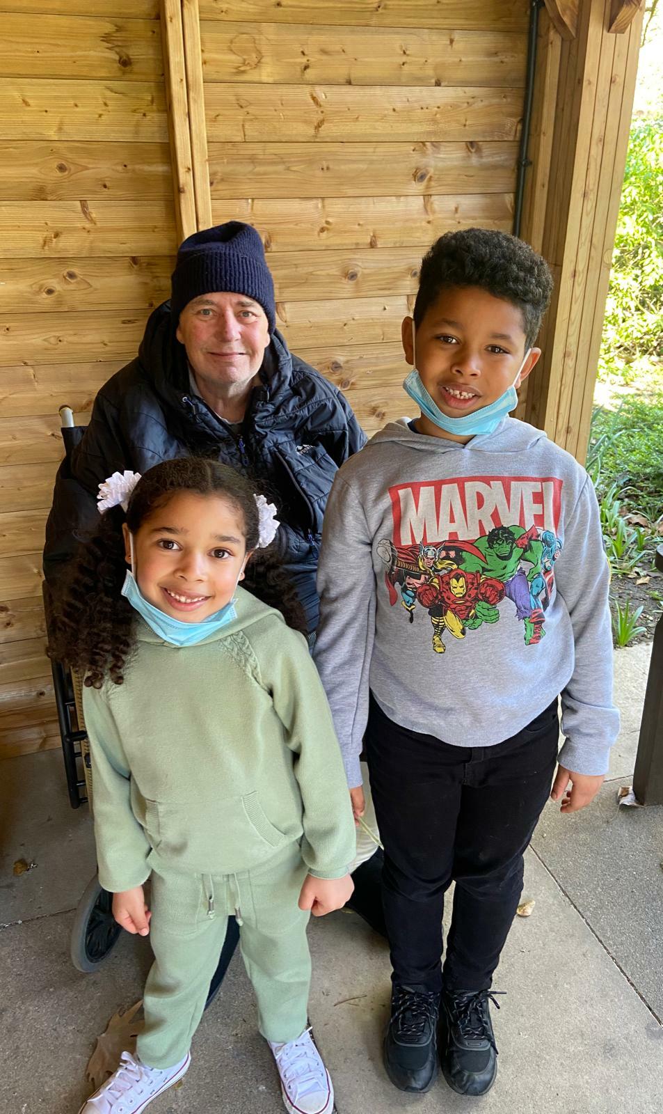 Eddie with his grandchildren Chloe and Jacob 